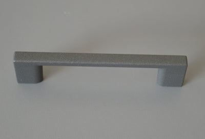 Metal furniture handle, anthracite gray color, with a unique textured surface