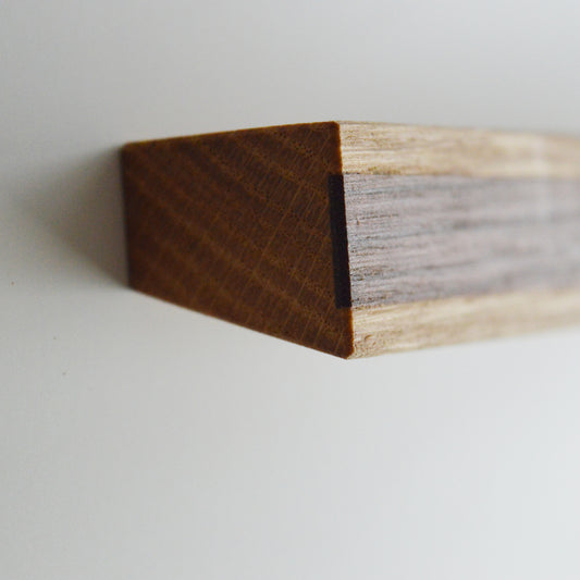 Volterra modern Solid Wood furniture handle Oak with walnut inlay