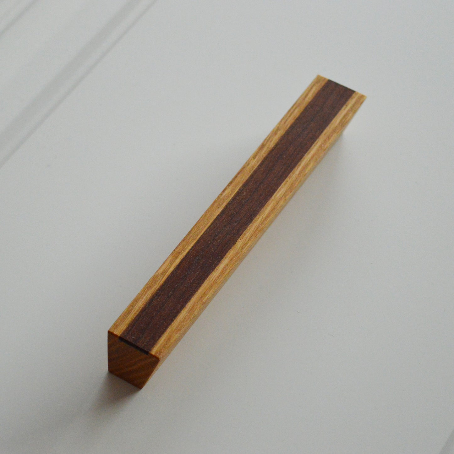 Volterra modern Solid Wood furniture handle Oak with walnut inlay