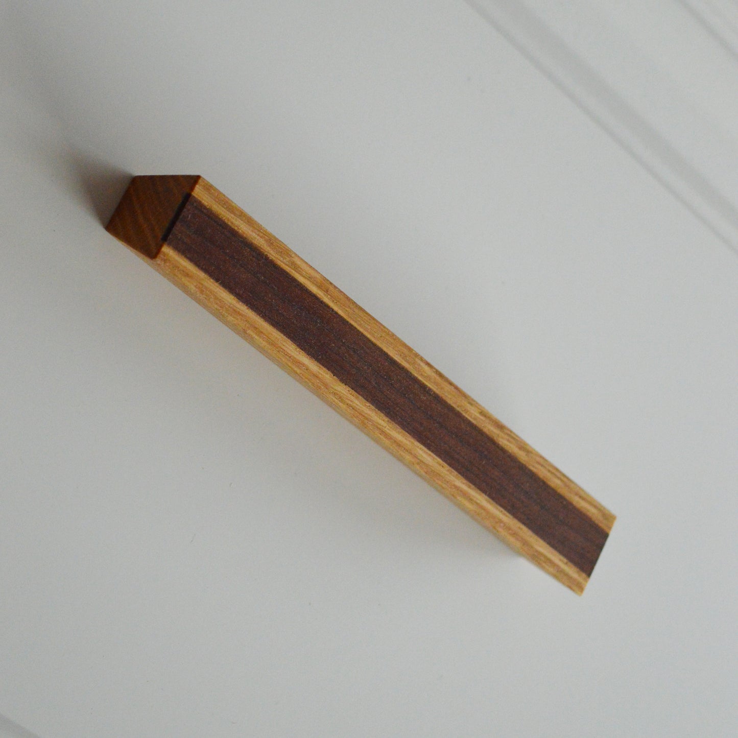 Volterra modern Solid Wood furniture handle Oak with walnut inlay