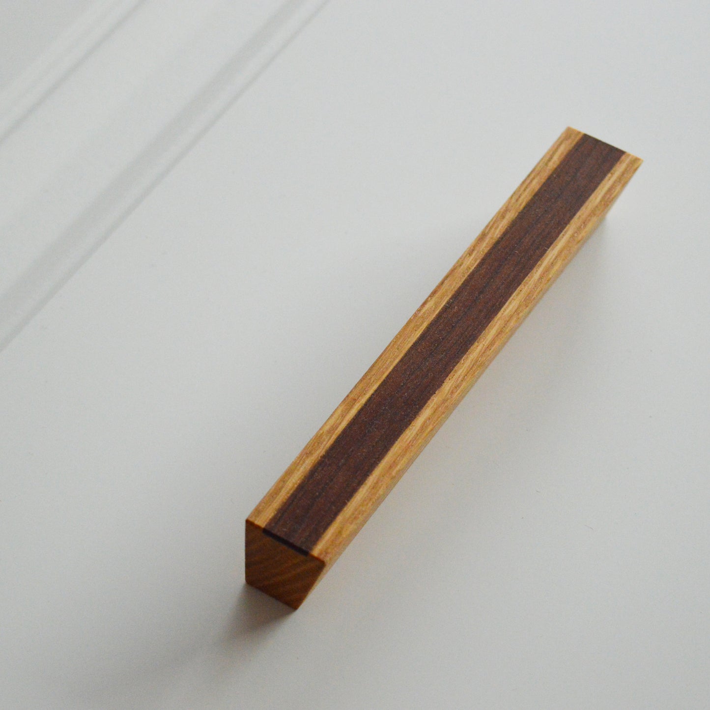 Volterra modern Solid Wood furniture handle Oak with walnut inlay