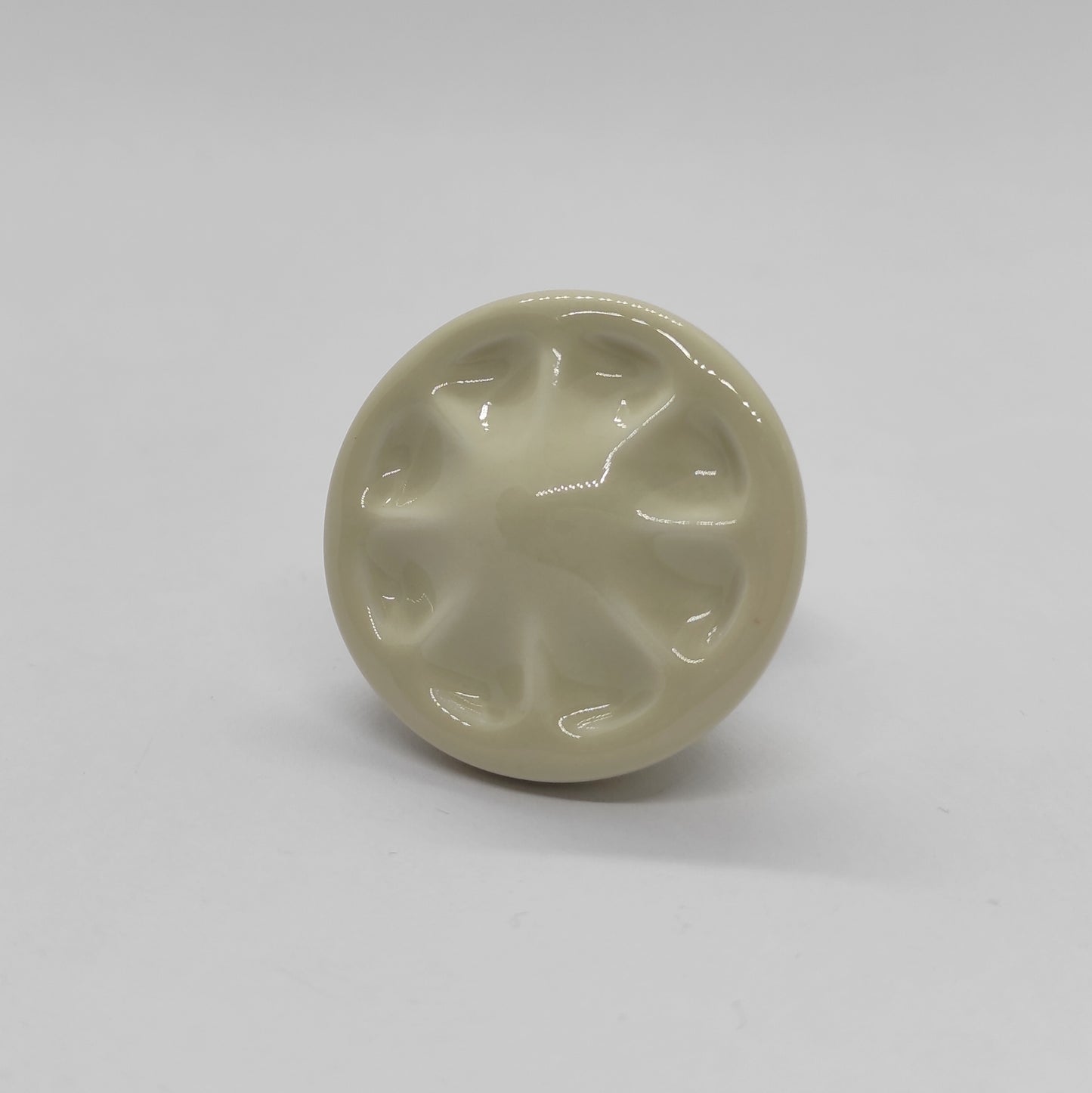 "Country" Metal-porcelain furniture knob Beige - Bronz finish